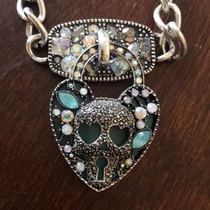 Betsey Johnson Lady Lock Center Skull Heart
